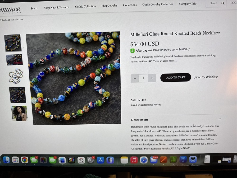 Beautiful Mille Fiori Italian Art Glass Necklace Sweet Romance