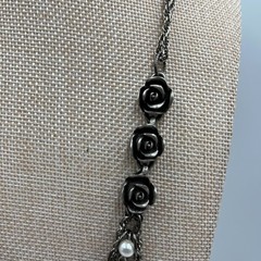Vintage RACHEL Rose Pearl Multi-Strand Necklace Shabby Chic Romantic Boho Pink