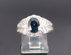 Vintage 1.07ct Deep Blue Sapphire & 0.48ct Diamond Platinum Ring Size 7