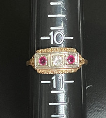 1920’s Art Deco 14k Natural Ruby Diamond Antique Ring Gold Size 10.5