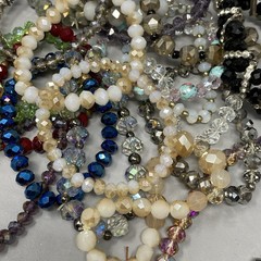 Glass Bead Bracelet Lot of 20 Multicolor Wearable Craft Stretch Faceted Funky