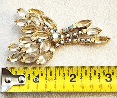Gorgeous Vintage AB and Clear Rhinestone Dangle Brooch Pin & Earrings