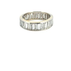 Vintage 14k White Gold Trapezoid Baguette Diamond Eternity Ring Band