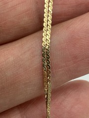 14K Yellow GOLD 2.4g Necklace Double Flat Serpentine Chain 10k Gold Cross 18”