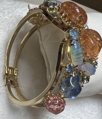 Vintage DeLizza & Elster (D & E, Juliana) Peach and Blue Clamper Bracelet