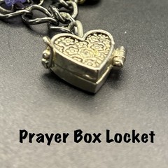 Vintage Bracelet & Charms of Mixed Metals Black: Hearts, LOCKET, Prayer Box, Dog