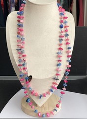 Vtg Colorful Necklace Mother Of Pearl Pieces Beads Dyed Polished Spacers 36”