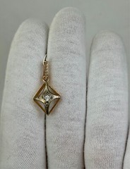 USSR Vintage Original Rose & White Gold CZ Pendant 583 14K Yerevan 1,39 g. 1989