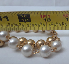 Vintage Necklace Faux Pearl 2 STRAND and Gold Bead Heavy Necklace 26 in