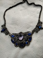 Vintage Coro Blue Rhinestone Collar Necklace