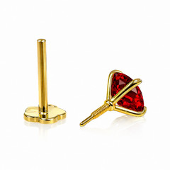 14K Yellow Gold Round CZ Birthstone Cartilage Barbell Earring With Screw Back