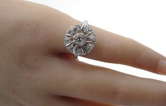 Stunning Vintage Floriform OEC Diamond Platinum Cocktail Ring–Milgrain Edging