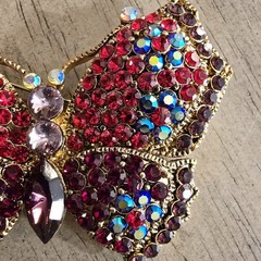 Vintage Rhinestone Butterfly Brooch