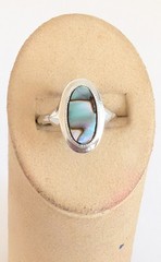 Vintage Avon Abalone Ring Silver Tone Size 5.25-6.25 Adjustable