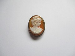 800 Silver Shell Cameo 1 1/8″ Brooch / Pendant Woman Facing Right Victorian