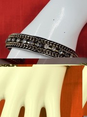 VTG Cookie Lee Goldtone & Silvertone Rhinestone Bangle Bracelet, 7.5″