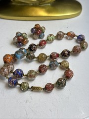 18 Inch Murano Glass Made In Italy Necklace And Clip On Earrings Signed