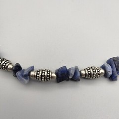 Sodalite Blue Genuine Stone Bead Necklace 18″ Vintage Estate Boho Chic Healing
