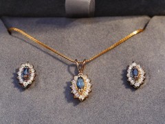 Vintage “Alyssa” Jewelry Set – Pendant Necklace & Post Earrings Sterling Silver