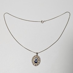 Silver 835 Necklace Windmill Holland Blue Porcelain Silver Chain 17″
