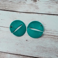 Vintage Stud Earrings For Pierced Ears Unusual Teal 7/8″