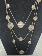 Vintage VCLM Necklace & Earring Set Coin Silver Tone Three Strand Necklace