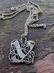 Valdres solvsmie sterling silver viking Pendant Necklace Norway vtg 602