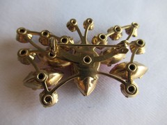 Vintage Red Rhinestone Pink Butterfly Brooch Pin