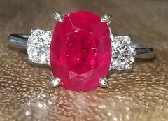 Vintage 14k White Gold Engagement Ring 3.51ct. Natural Burma Oval Ruby AGL cert