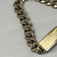 Vintage Speidel Mens ID Bracelet Curb Link Chain Gold Tone DAVID Tone Wear 7.5″