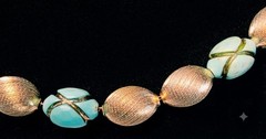 LOVELY GOLD AND TEAL VINTAGE NECKLACE