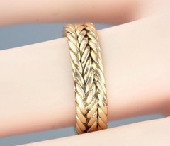Fine Antique Victorian Solid 18K Gold Braided Rope Twist Eternity Band Ring 6.25