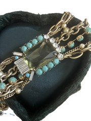 ABS Allen Schwartz Multi Chain Rhinestone Statement Necklace