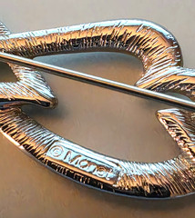 Vintage Monet Silver Tone 4 Interlocking Hearts Brooch 3.5 Inches Long