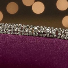 VTG 4 Row CoroCraft Rhinestone Bracelet Silver-Tone Mid-Century Crystal Shine