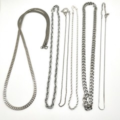 Vintage Lot of 6 Silver Tone Chain Necklaces Assorted