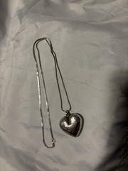 Vintage 925 Sterling Silver Engraved Puffy Heart Necklace 20” Woman’s Jewelry