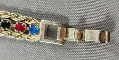 Tennis Bracelet Rainbow Multi Color Rhinestones Crystals Silvertone 7” KOREA