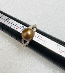 Vintage 14K Yellow Gold 9mm Cultured Pearl &.05 Tcw. Diamond Ladies Ring Sz 6