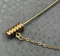 Vintage Gold Tone Stick Pin with Heart Charm Dangle & Chain