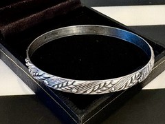 VINTAGE DECO DANECRAFT FO WHEAT STERLING 925 BANGLE BRACELET