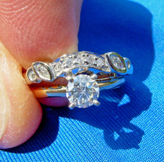 Original EARTH MINED DIAMOND Wedding Band 14K GOLD Guard Enhancer Stack Ring