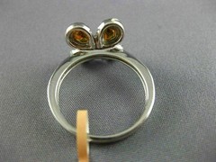 ESTATE WIDE 1.52CT MULTI COLOR DIAMOND 14KT 2 TONE GOLD CLOVER FLOWER LOVE RING