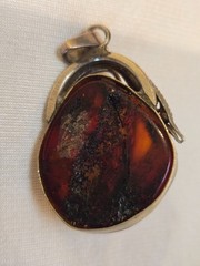 Brown Natural Amber Pendant from Latvia, Vintage