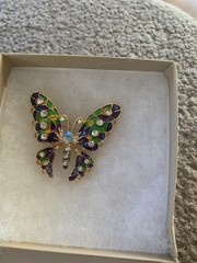 Colorful Diamond Like Inlaid Rhinestones On This Colorful Butterfly Brooch Pin