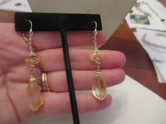 Vintage 1/20 14K gold faceted Citrine dangle earrings 2 1/4″