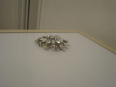 Big vintage rhinestone pin brooch 2.25″ diameter