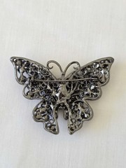 Vintage Pink Purple Rhinestone Butterfly Brooch