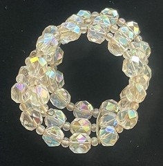 Vintage Aurora Borealis Crystal Expandable Wire Cuff Bracelet