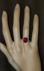 Vintage 14k White Gold Engagement Ring 3.51ct. Natural Burma Oval Ruby AGL cert